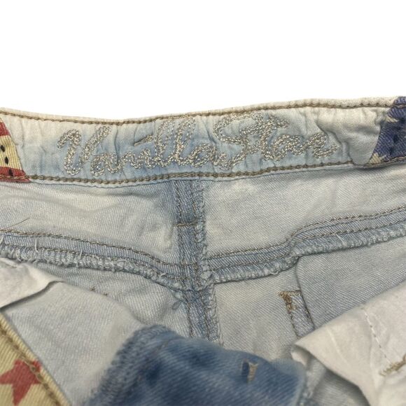 Vanilla Star Jean Shorties Cut Off Stars Stripes Flag Distressed Shorts Womens 3 - Picture 5 of 8